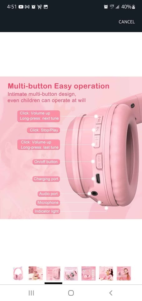 Bluetooth Cat Ear Headphones for Kids & Adults - photo 4