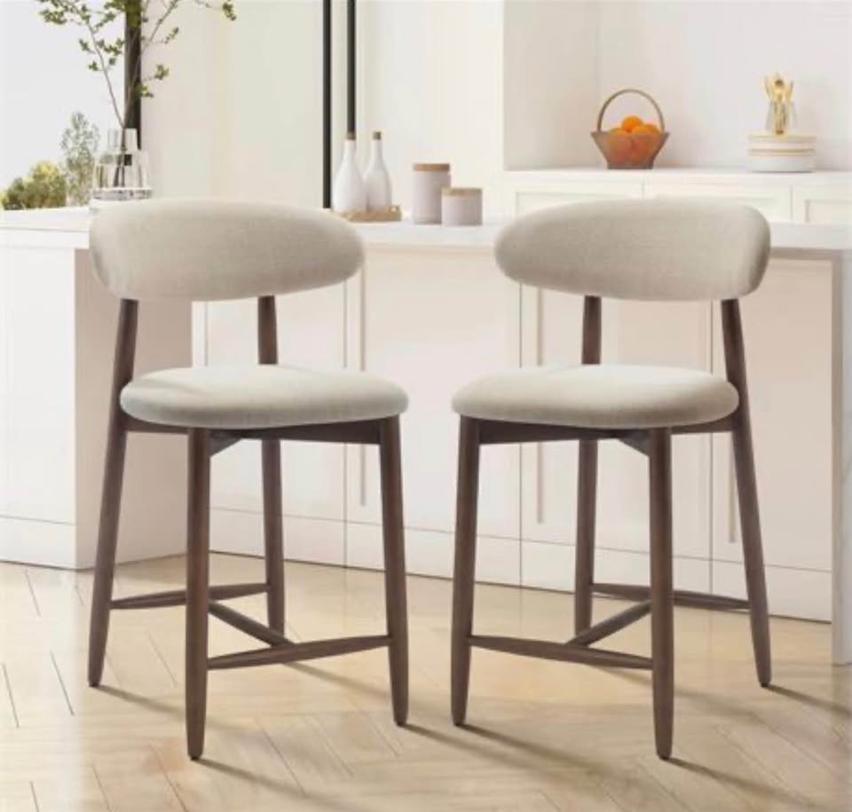 Modern Beige Counter Height Stools (Set of 2) - Brand New - photo 5