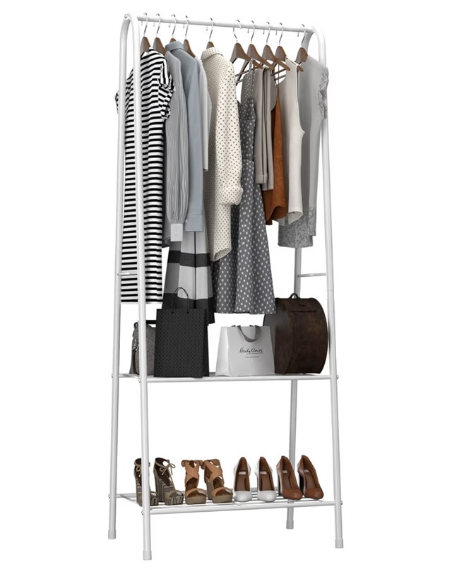 White Clothing Rack / Garment Rack with Shelf