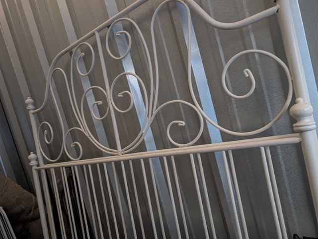 IKEA White Metal Bed Frame – Decorative Headboard