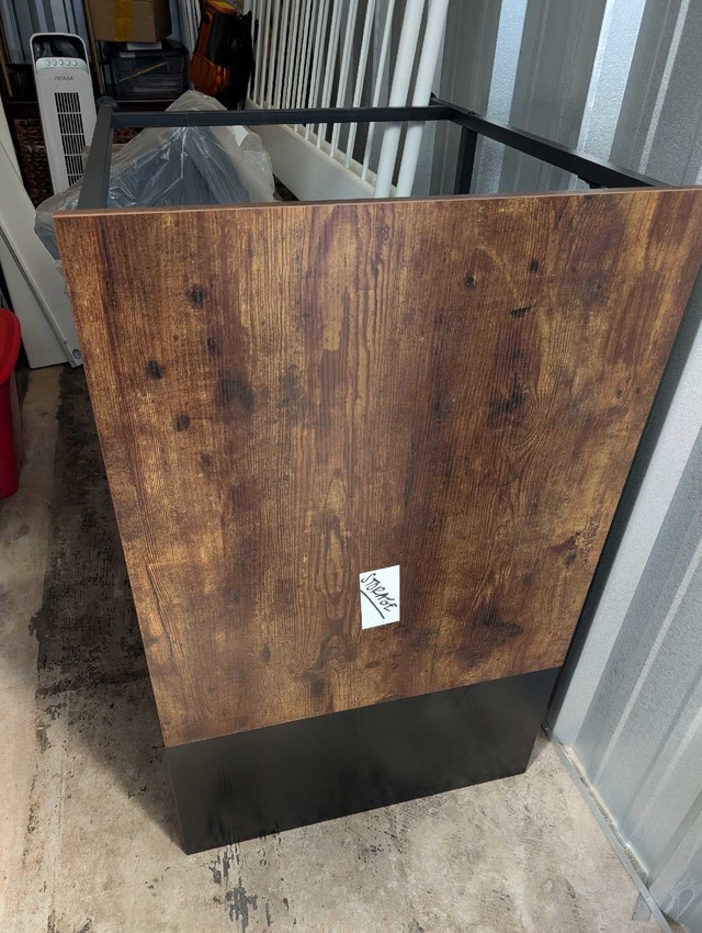 Rustic Wood & Black Metal Desk – Great Condition