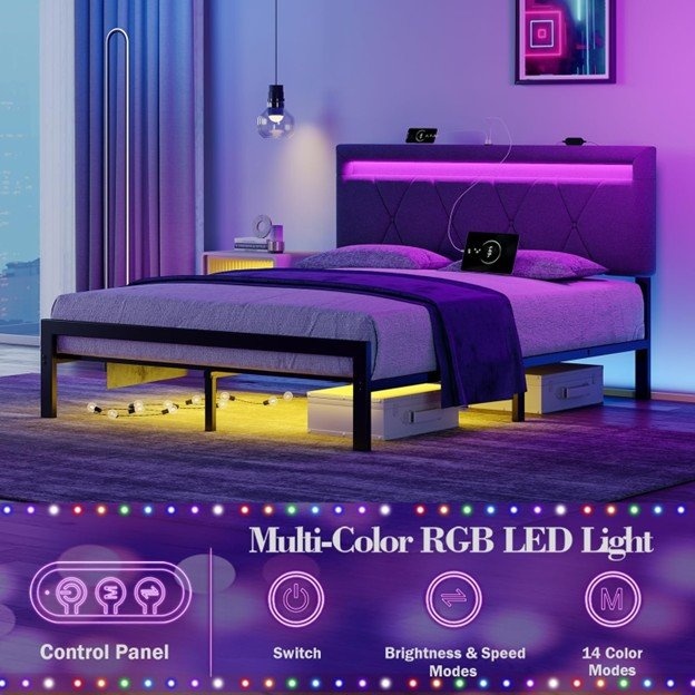 Queen Bed Frame with LED - photo 2