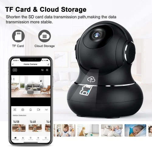 Crzwok Pet Camera 360° View Indoor Security Camera 1080P WiFi