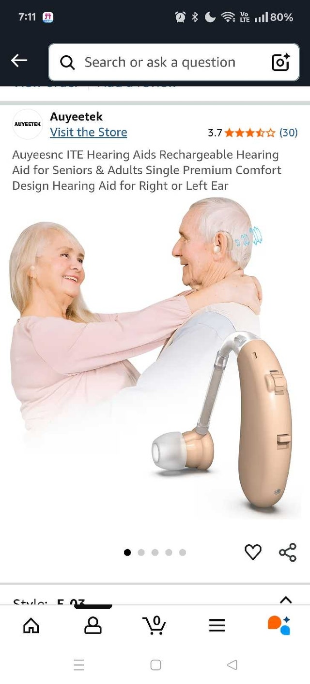 Auyeesnc ITE Rechargeable Hearing Aid for Seniors
