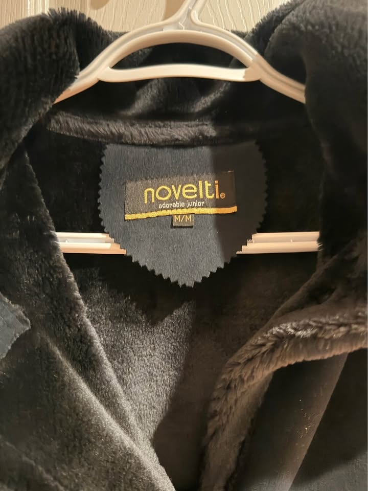 Novelti Size M Black Faux Fur Coat with Real Fox Trim - photo 2