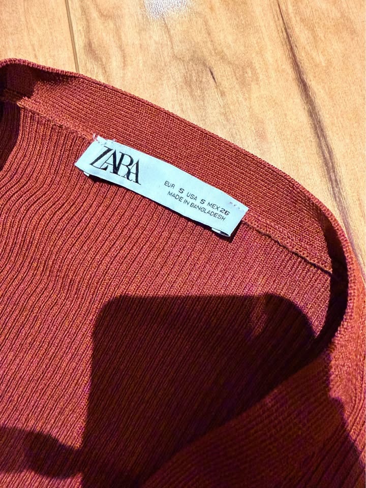ZARA Burgundy ribbed cardigan size S - photo 2