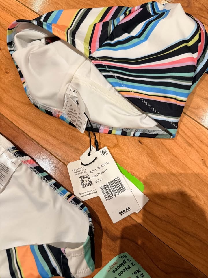 NWT Sanctuary MULTI Wavy Printed Swim Top & Bottom Set - US Smal - photo 3