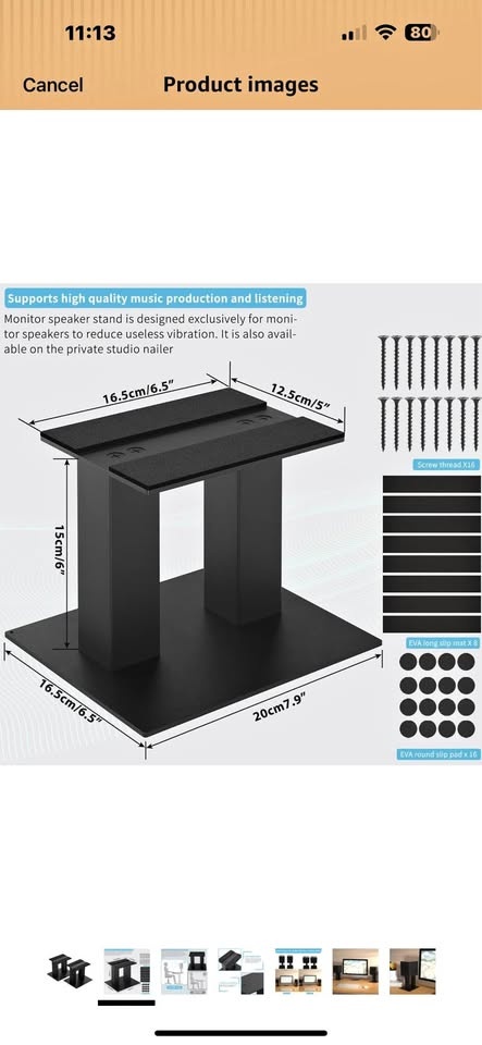 Black Speaker Stand for Desk