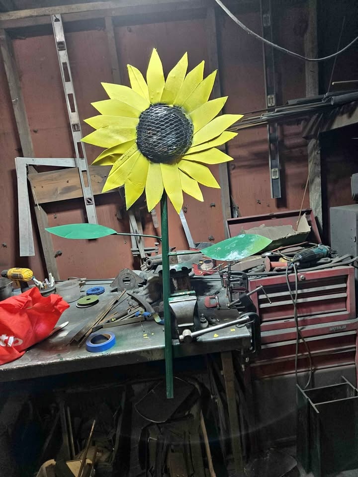 Handcrafted Giant Metal Sunflower - Recycled Garden Art