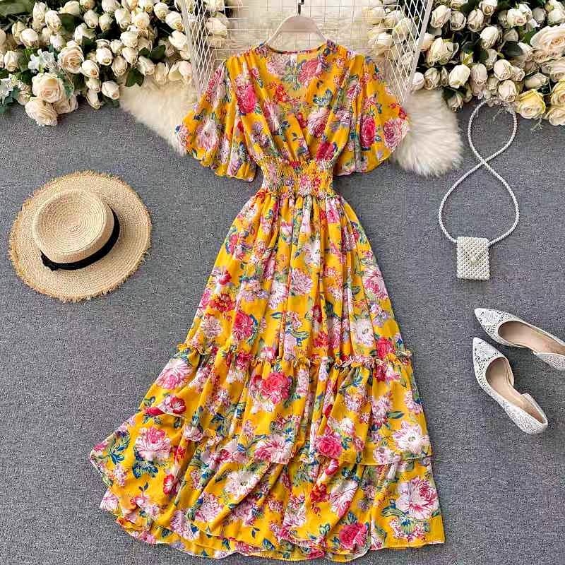 Yellow floral maxi dress
