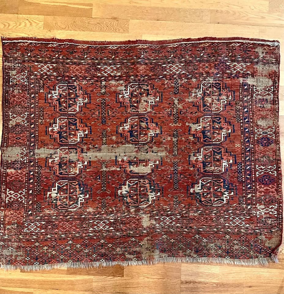 Antique Turkoman Tribal Rug - 41" x 49" - Authentic Character Pi