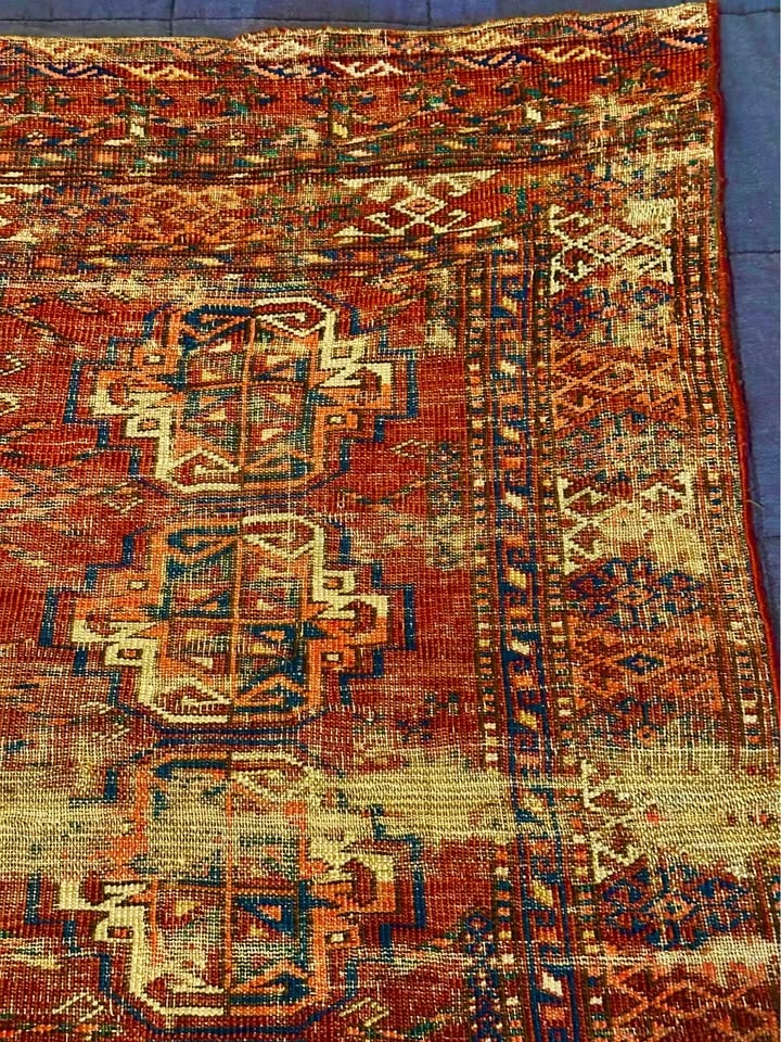 Antique Turkoman Tribal Rug - 41" x 49" - Authentic Character Pi - photo 4
