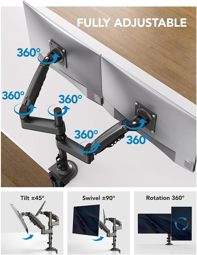 Dual Monitor Desk Mount Stand - Dual Arms - photo 3