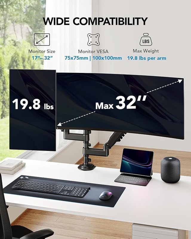 Dual Monitor Desk Mount Stand - Dual Arms - photo 4