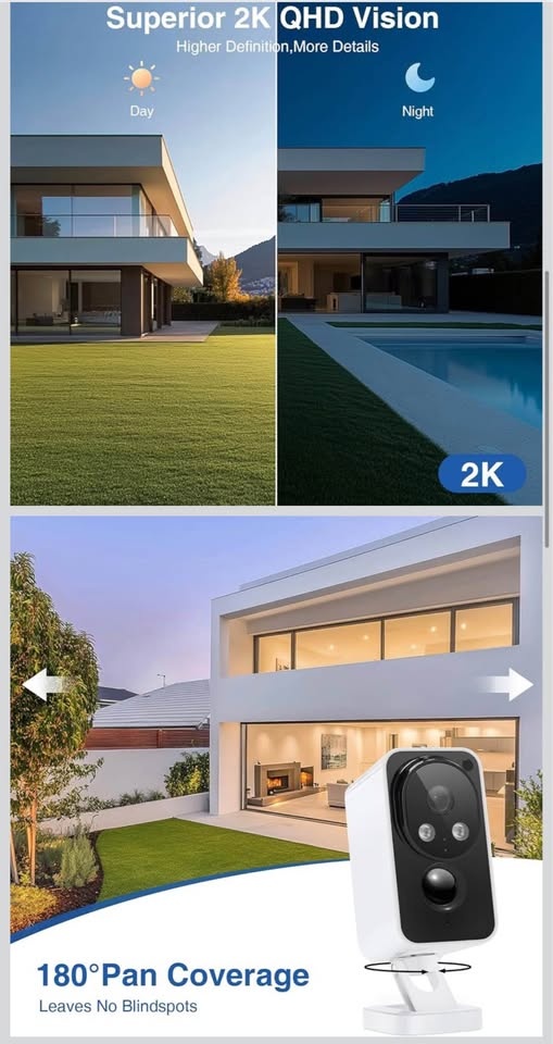 2K Wireless Outdoor Security Cameras - 180° Pan, Color Night Vis - photo 2