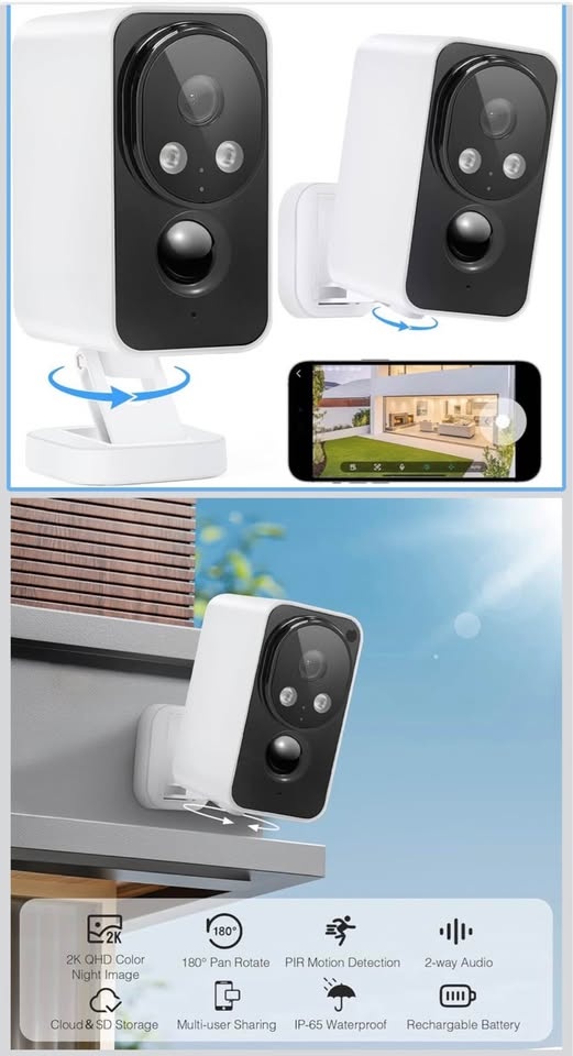 2K Wireless Outdoor Security Cameras - 180° Pan, Color Night Vis - photo 3