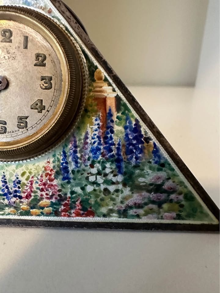 Antique 1935 Sterling Silver & Enamel Clock - F.B. Reynolds - photo 5