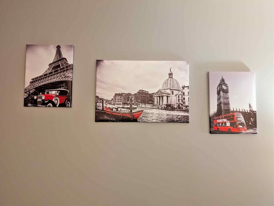 3 Black, White & Red Canvas Prints Wall Art