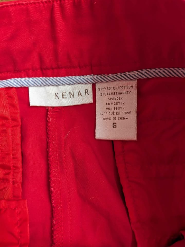 Vintage Kenar women's red cotton pants Size 6 - photo 3