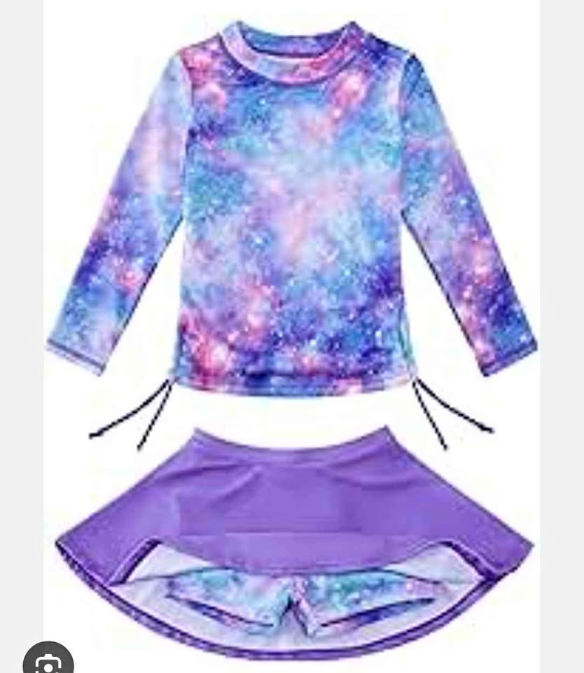 New set of 2 girls rash guard swimsuits