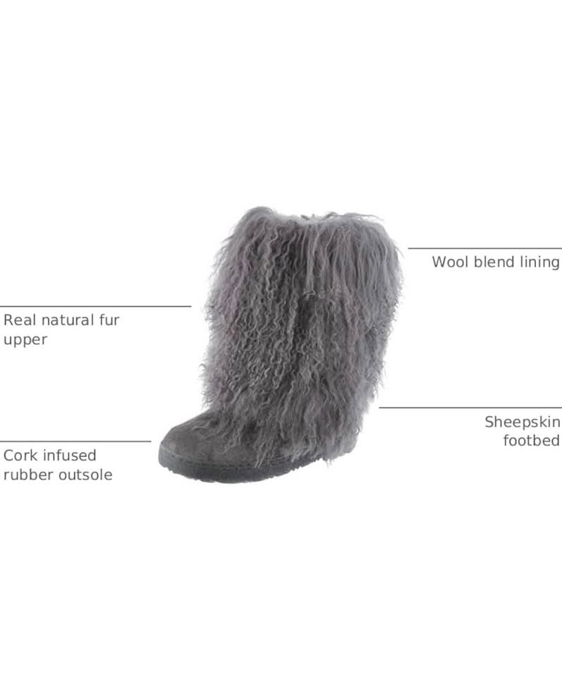 Bearpaw Fluffy Fur Boots in Charcoal (Real Lamb Fur) - Size 5 - photo 2