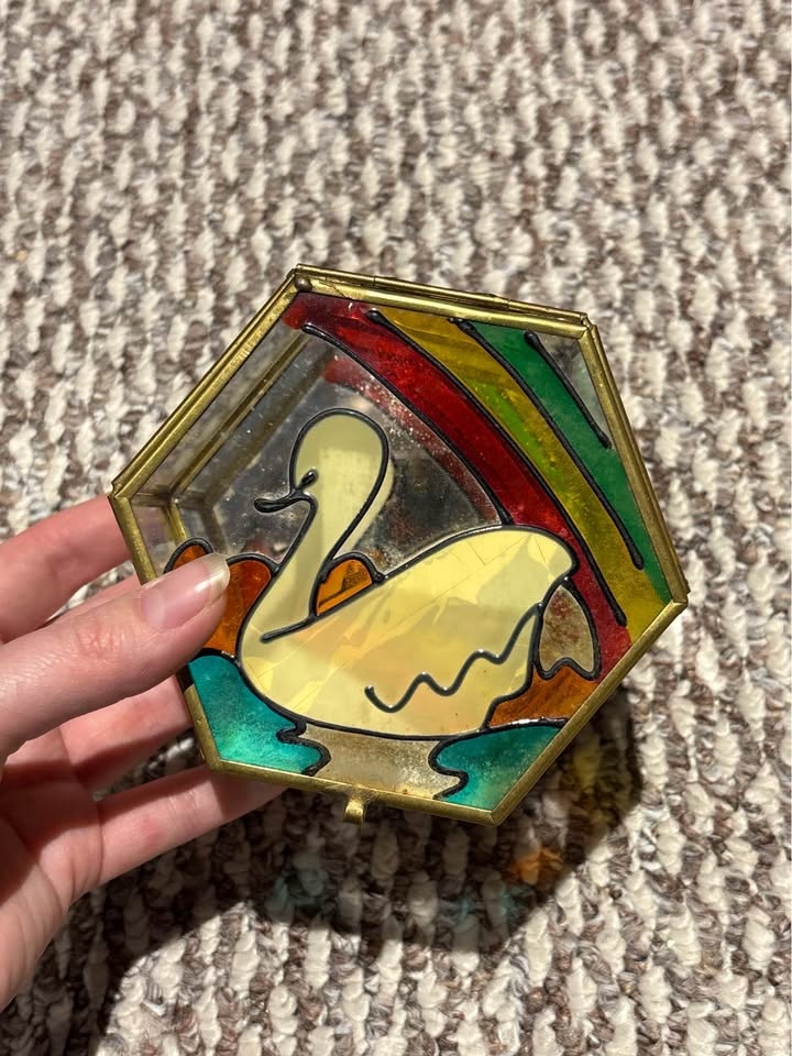 Vintage Swan Glass Jewelry Jar - photo 5