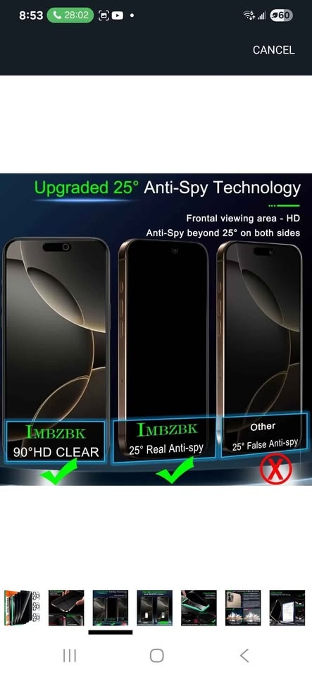 IMBZBK 3 Pack Privacy Screen Protector for iPhone 16 Pro Max - photo 3