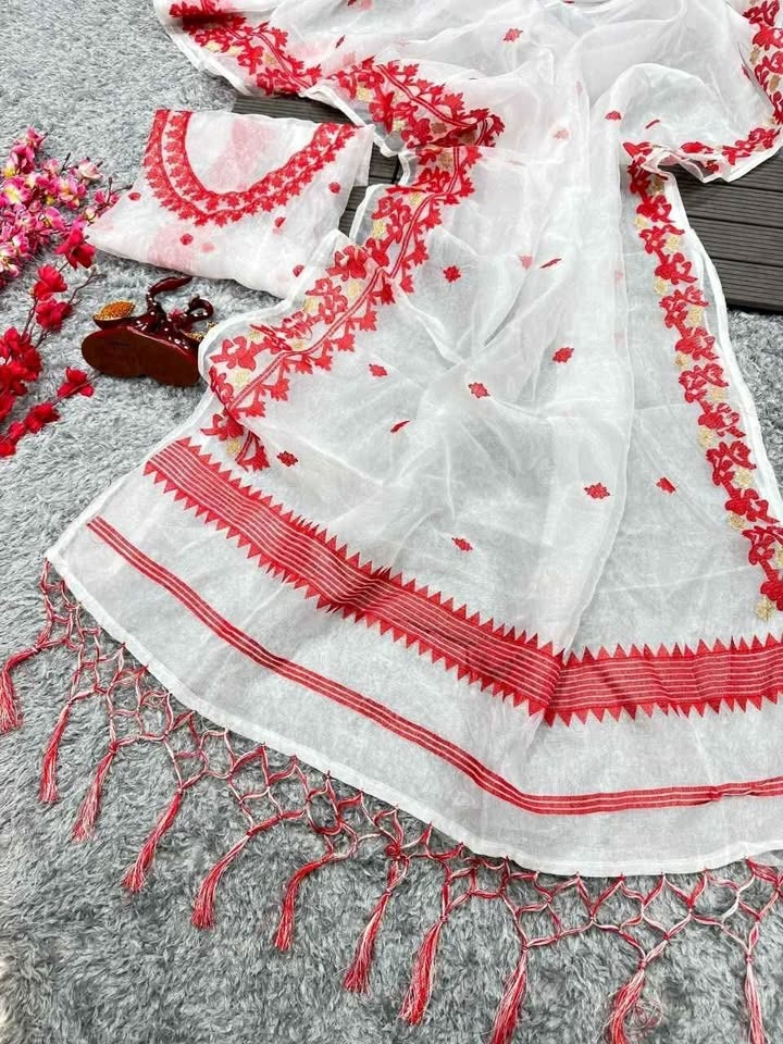 White organza saree