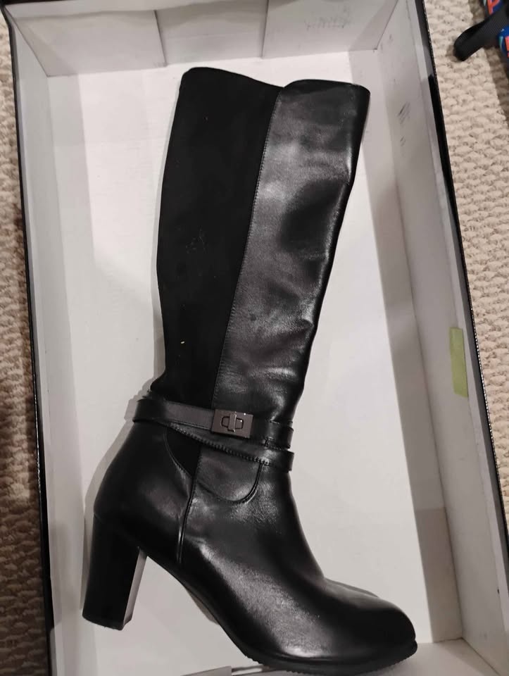Women's boots black leather waterproof size 10 - photo 2