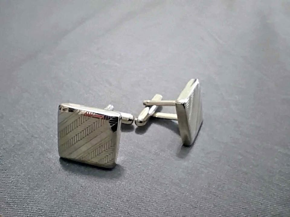 Mens Textured Square Cuff Links in Stainless Steel