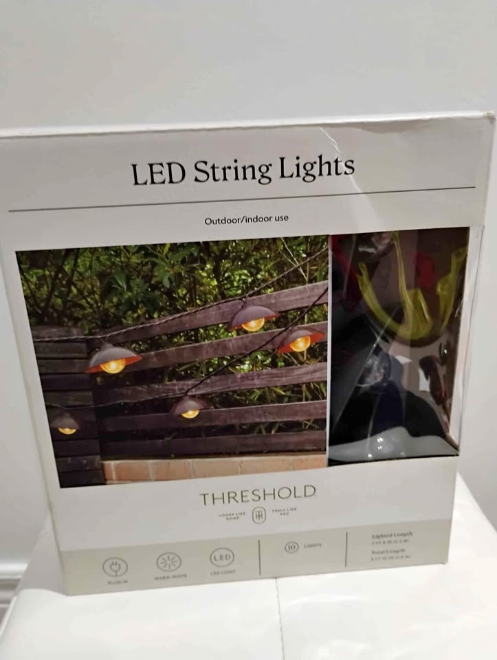 10ct LED Gray Hood Lantern String Lights - Threshold™