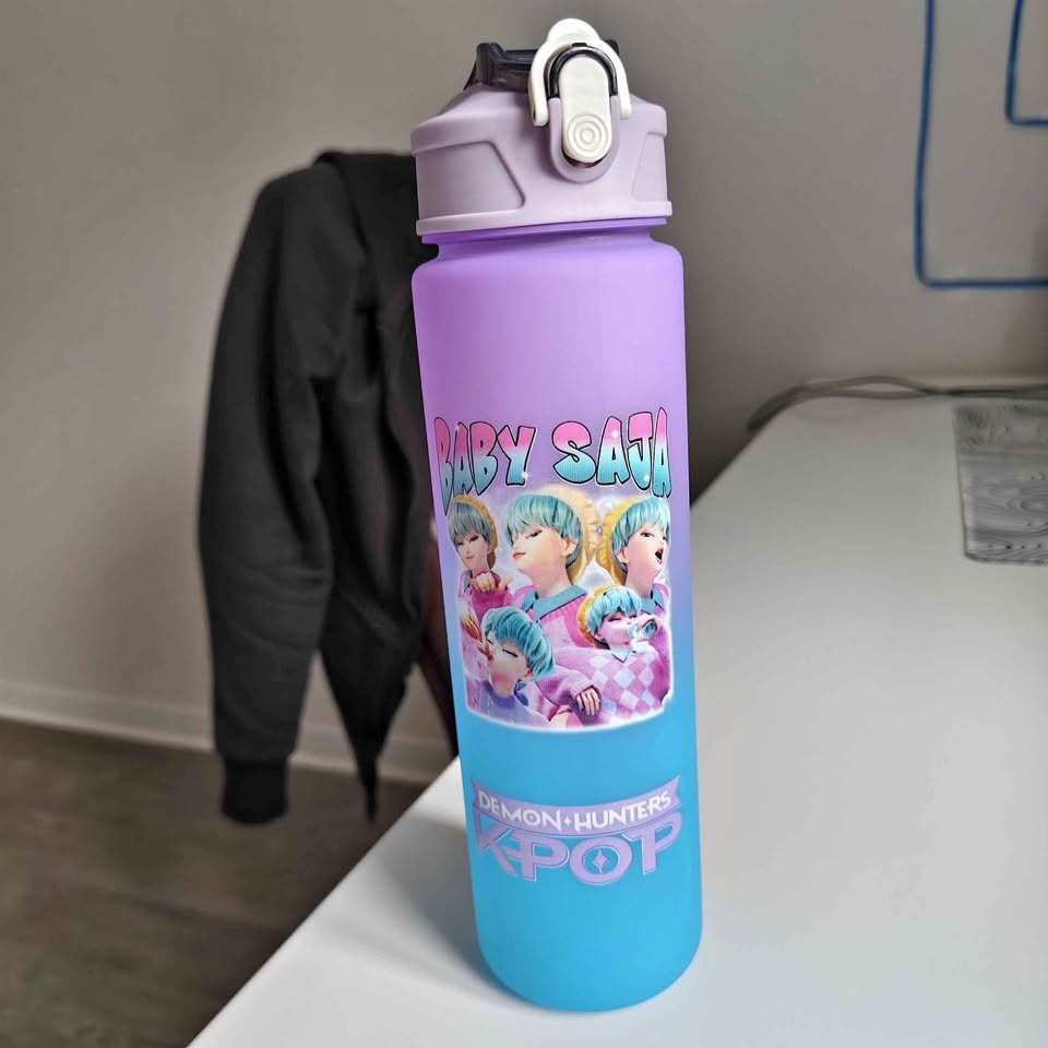 Kids Purple Blue Gradient KPOP Water Bottle Demon Hunters