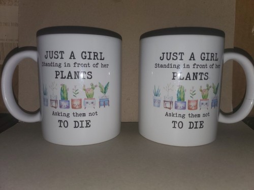 2 Coffee Mugs "Just A Girl Standing In Front Her Plants Asking T - photo 2