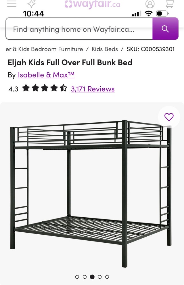 Full over full bunk bed