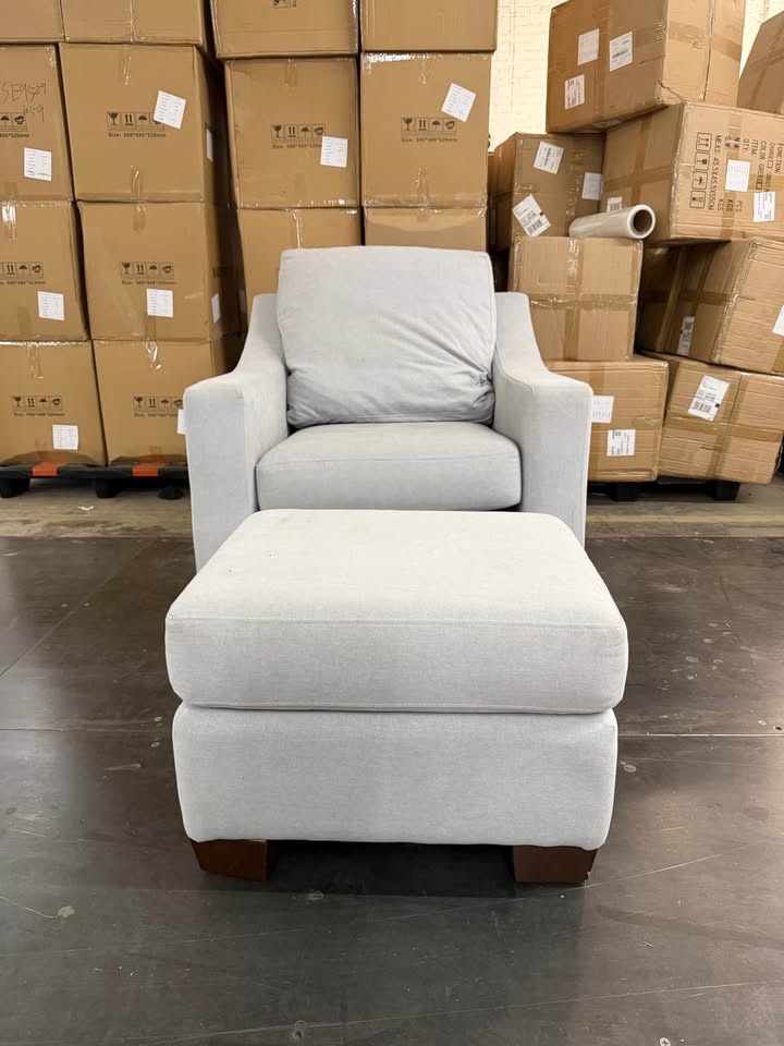 Premium Gray Swivel Arm Chair with Ottoman - photo 3