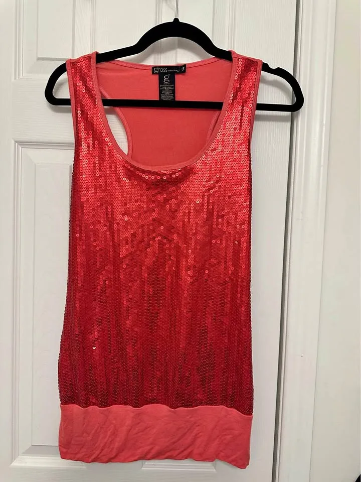 Coral Sequin Top thumbnail