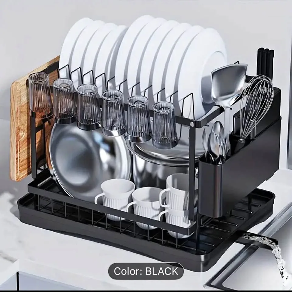2-Tier Dish Drying Rack - Large Capacity