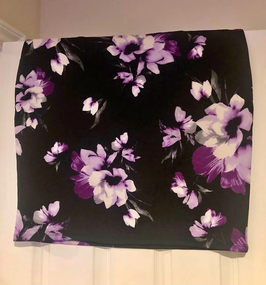 Black skirt with purple flowers, like new!