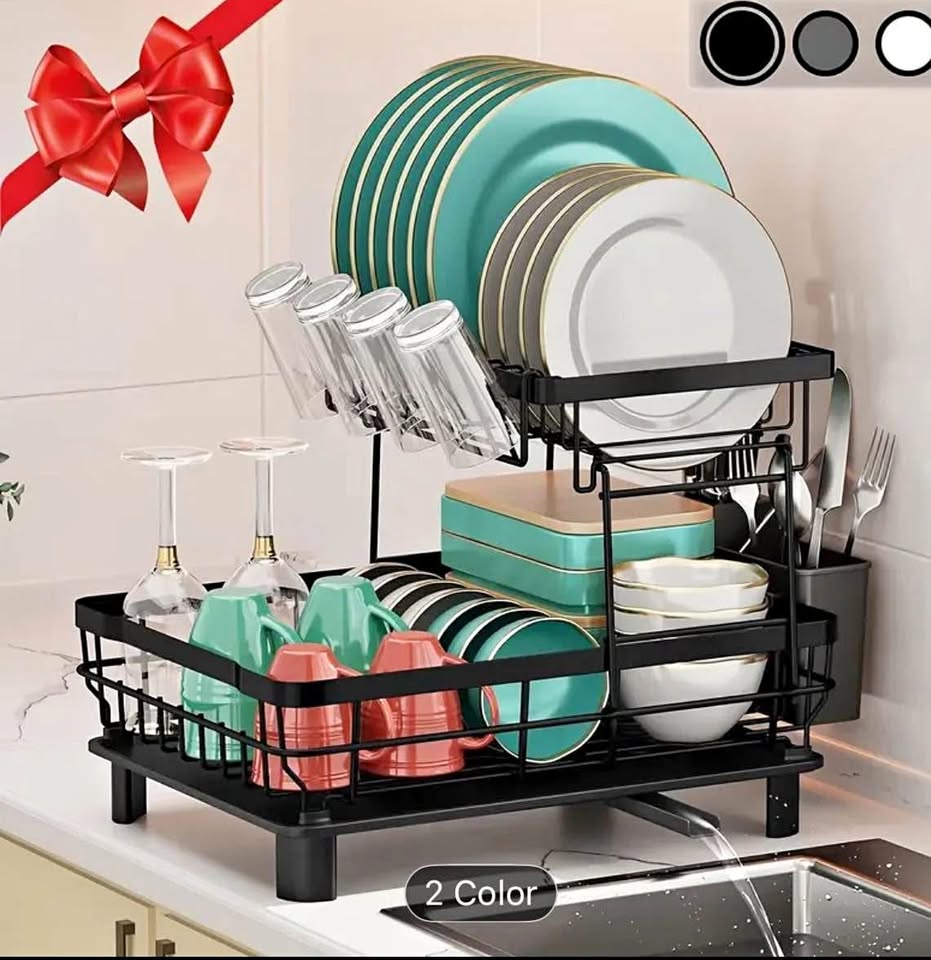 Dish Drying Rack with Drainboard 2 Tier