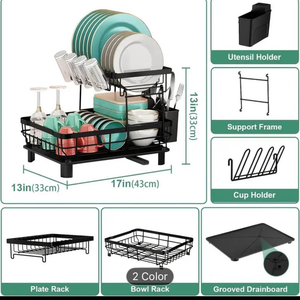 Dish Drying Rack with Drainboard 2 Tier - photo 2