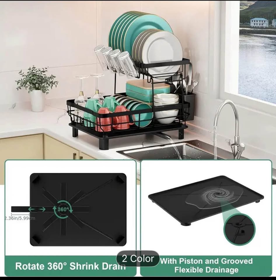 Dish Drying Rack with Drainboard 2 Tier - photo 3