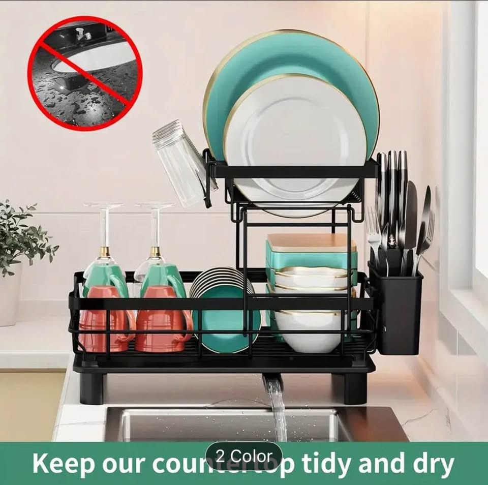 Dish Drying Rack with Drainboard 2 Tier - photo 4