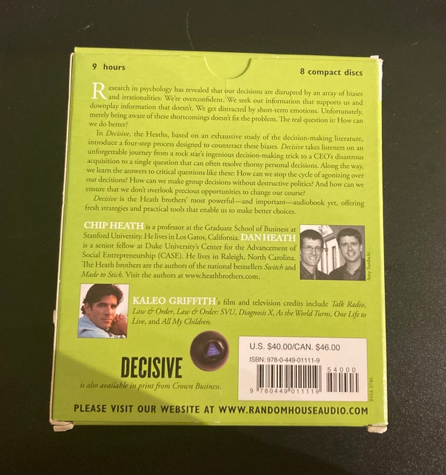 Decisive Audiobook CD - Chip Heath & Dan Heath - photo 2
