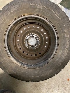 2 GOODYEAR WINTERS ON RIMS