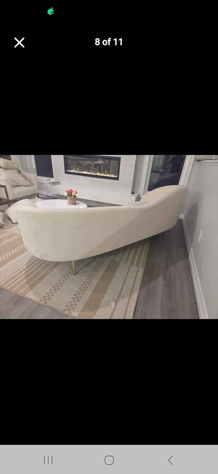 Moving Out Sale – Elegant Ivory Velvet Sofa (5-Seater) - photo 3
