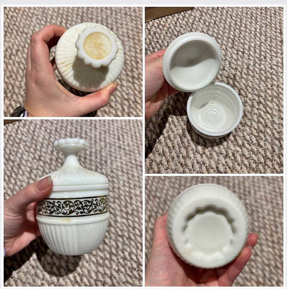 Vintage milk glass jar