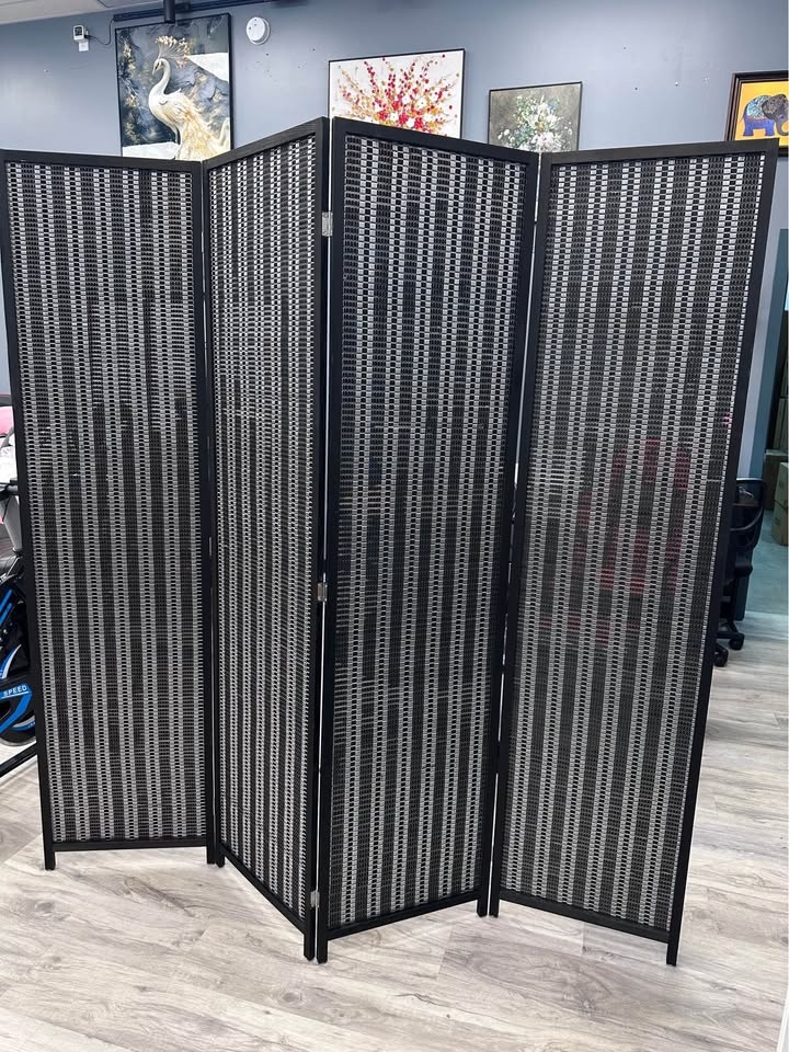 4 Panel Black Frame Room Divider - Brand New - 71"x71" - photo 2