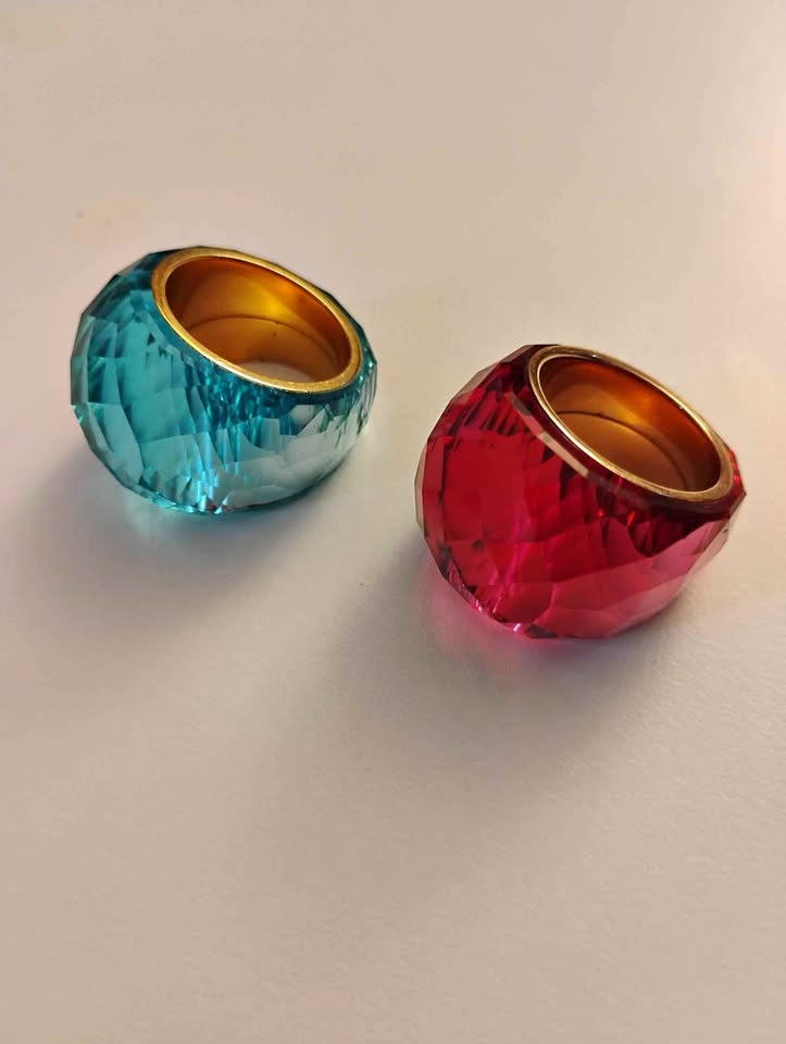 Swarovski Nirvana Ring Red Rose size 58 & Aqua Blue size 60, Gol