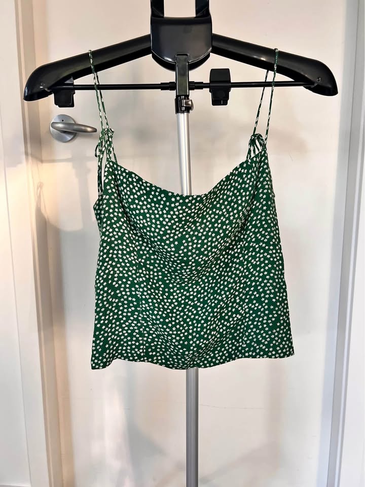 Reformation green and white polka dot Camisole