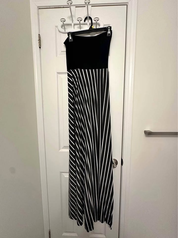 Black and White Strapless Maxi Dress